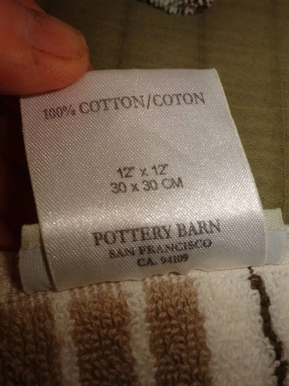2 Sets of Pottery Barn Bath Towels Striped Used Coastal Colors
